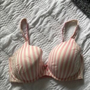Victoria's Secret Pink and White Underwire Bra with Molded Cups